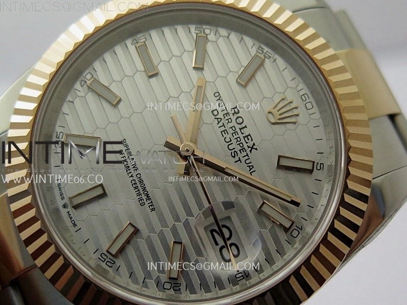 DateJust 41mm 126331 904 SS RG AR+F 1:1 Fluted Silver Dial Stick Markers On SS RG Oyster Bracelet DD3235 V2