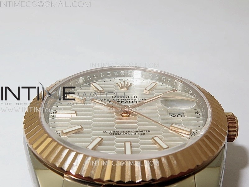DateJust 41mm 126331 904 SS RG AR+F 1:1 Fluted Silver Dial Stick Markers On SS RG Oyster Bracelet DD3235 V2