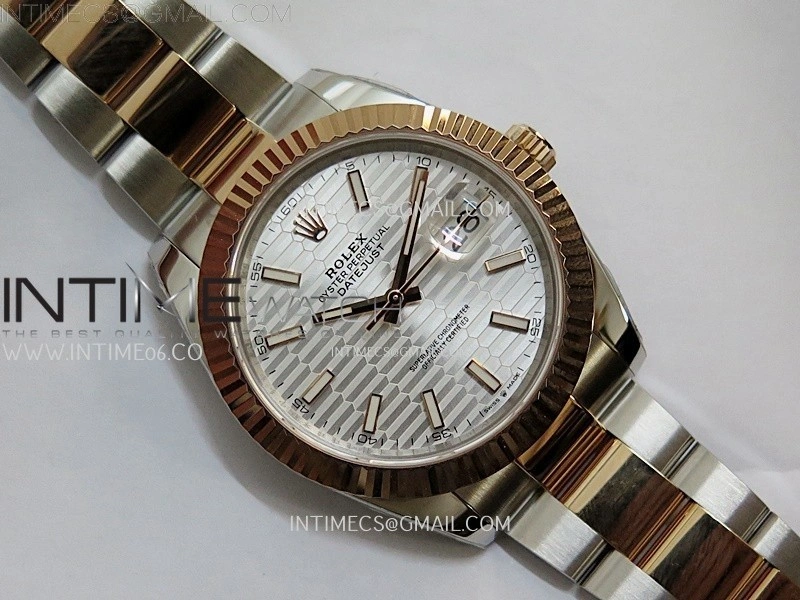 DateJust 41mm 126331 904 SS RG AR+F 1:1 Fluted Silver Dial Stick Markers On SS RG Oyster Bracelet DD3235 V2