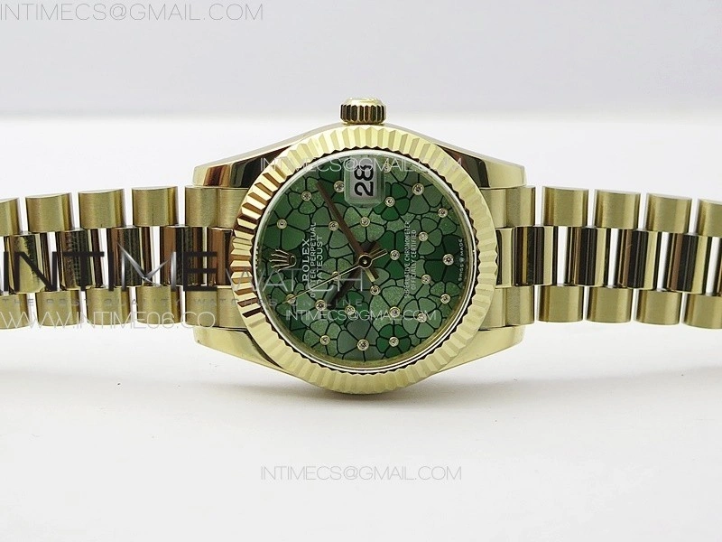DateJust 31mm 278274 YG GMF Best Edition Green Flowers Crystals Dial on YG President Bracelet A2824
