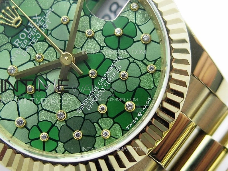 DateJust 31mm 278274 YG GMF Best Edition Green Flowers Crystals Dial on YG President Bracelet A2824