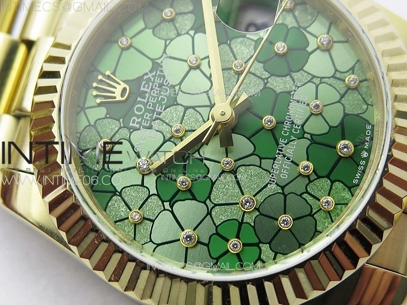 DateJust 31mm 278274 YG GMF Best Edition Green Flowers Crystals Dial on YG President Bracelet A2824