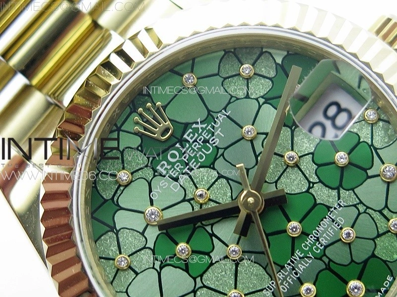 DateJust 31mm 278274 YG GMF Best Edition Green Flowers Crystals Dial on YG President Bracelet A2824