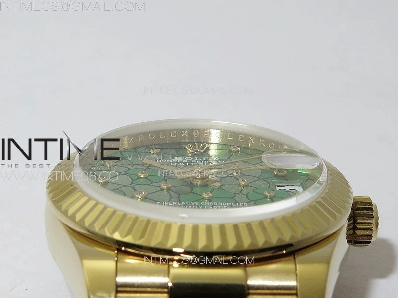 DateJust 31mm 278274 YG GMF Best Edition Green Flowers Crystals Dial on YG President Bracelet A2824
