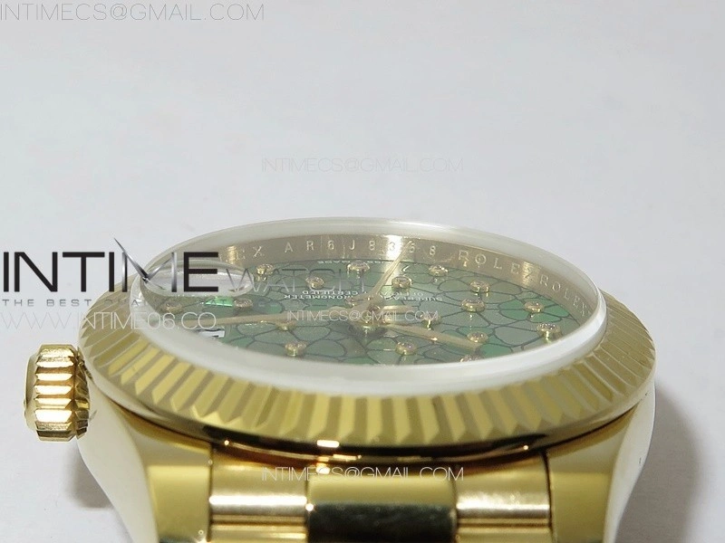 DateJust 31mm 278274 YG GMF Best Edition Green Flowers Crystals Dial on YG President Bracelet A2824