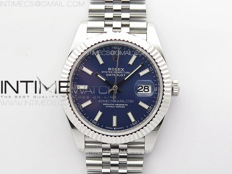 DateJust 41 126334 ZF 1:1 Best Edition 904L Steel Blue Dial Stick Marker on Jubilee Bracelet A2824