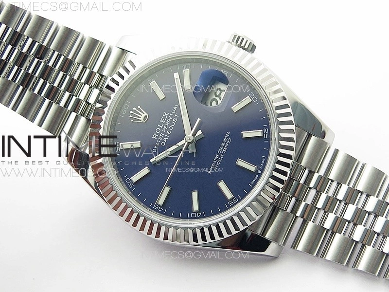 DateJust 41 126334 ZF 1:1 Best Edition 904L Steel Blue Dial Stick Marker on Jubilee Bracelet A2824