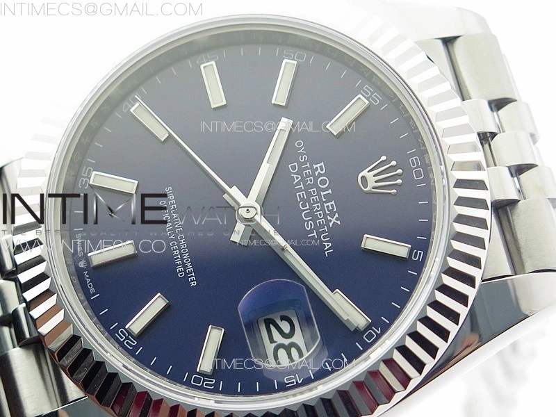 DateJust 41 126334 ZF 1:1 Best Edition 904L Steel Blue Dial Stick Marker on Jubilee Bracelet A2824