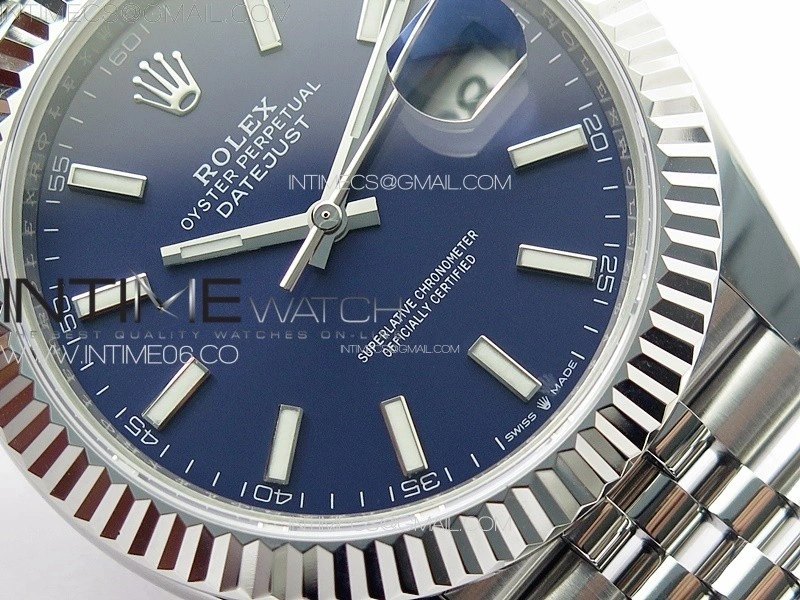 DateJust 41 126334 ZF 1:1 Best Edition 904L Steel Blue Dial Stick Marker on Jubilee Bracelet A2824