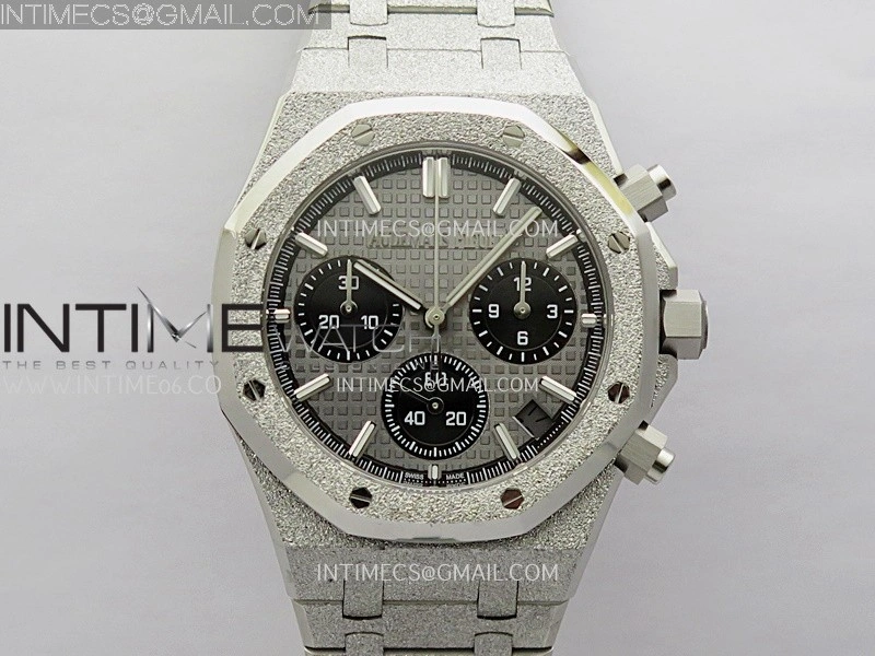 Royal Oak Chrono 26240 Frosted SS APSF 1:1 Best Edition Gray Black Dial On Bracelet SA4401 Super Clone