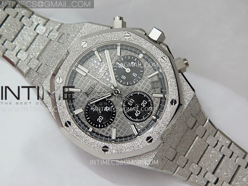 Royal Oak Chrono 26240 Frosted SS APSF 1:1 Best Edition Gray Black Dial On Bracelet SA4401 Super Clone