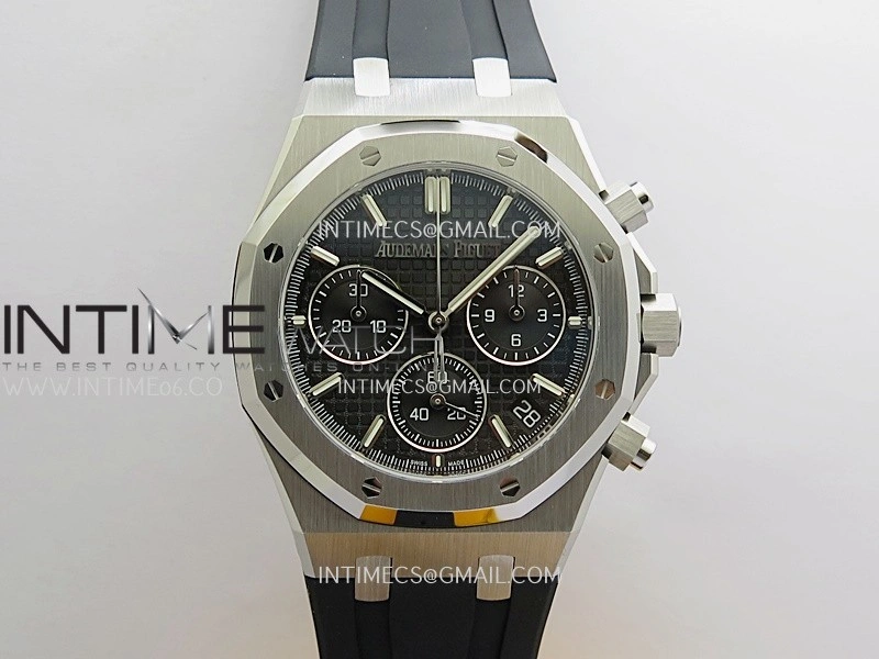 Royal Oak Chrono 26240 SS V2 DDF 1:1 Best Edition Black Dial On Black Rubber Strap Super Clone DD4401