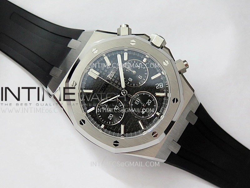 Royal Oak Chrono 26240 SS V2 DDF 1:1 Best Edition Black Dial On Black Rubber Strap Super Clone DD4401