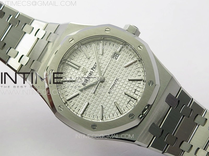 Royal Oak 41mm 15400 SS ZF 1:1 Best Edition Silver Textured Dial on SS Bracelet SA3120 Super Clone