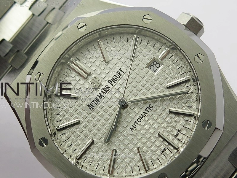 Royal Oak 41mm 15400 SS ZF 1:1 Best Edition Silver Textured Dial on SS Bracelet SA3120 Super Clone