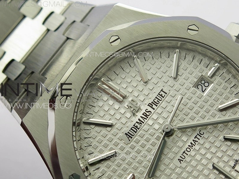 Royal Oak 41mm 15400 SS ZF 1:1 Best Edition Silver Textured Dial on SS Bracelet SA3120 Super Clone