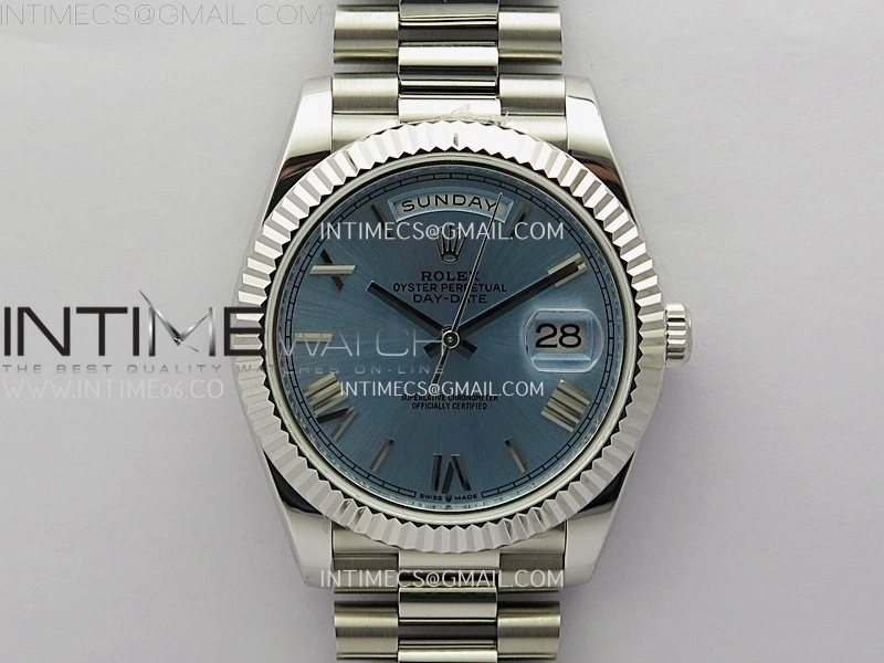 Day Date 228239 40mm KF 1:1 Best Edition Ice Blue Dial Roman Markers On President Bracelet SA3255