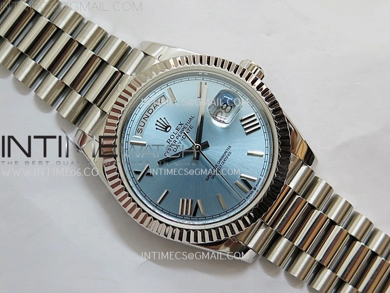 Day Date 228239 40mm KF 1:1 Best Edition Ice Blue Dial Roman Markers On President Bracelet SA3255