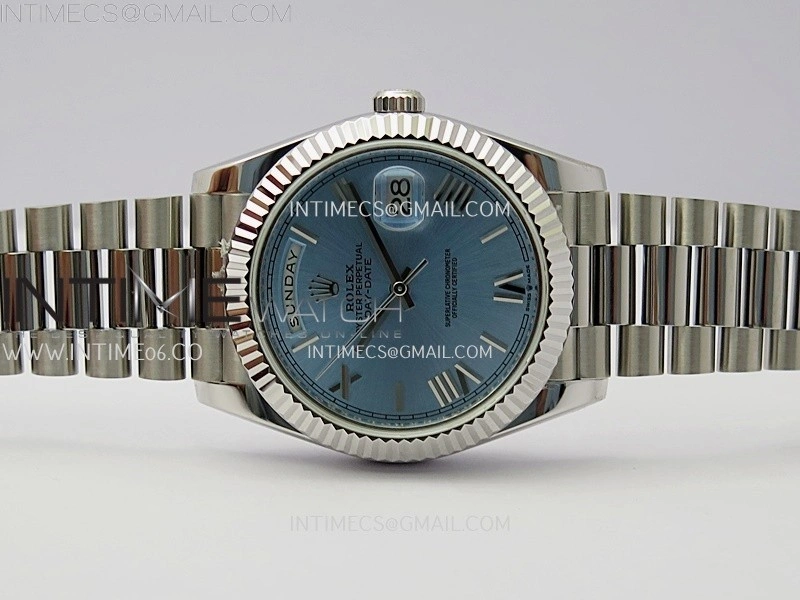 Day Date 228239 40mm KF 1:1 Best Edition Ice Blue Dial Roman Markers On President Bracelet SA3255