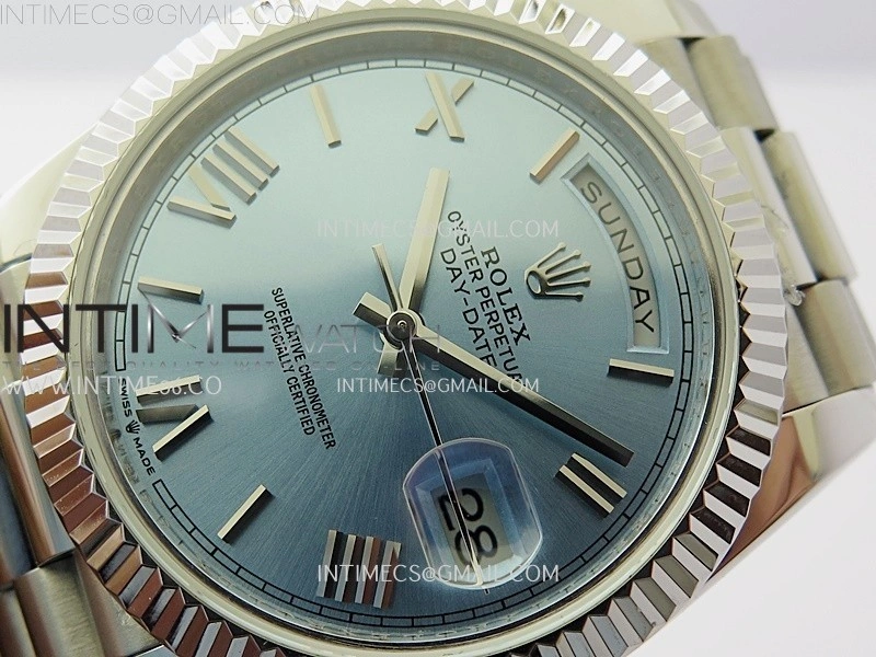 Day Date 228239 40mm KF 1:1 Best Edition Ice Blue Dial Roman Markers On President Bracelet SA3255