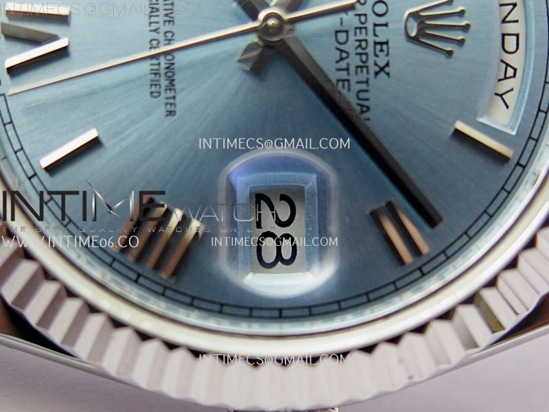Day Date 228239 40mm KF 1:1 Best Edition Ice Blue Dial Roman Markers On President Bracelet SA3255