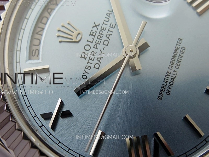 Day Date 228239 40mm KF 1:1 Best Edition Ice Blue Dial Roman Markers On President Bracelet SA3255