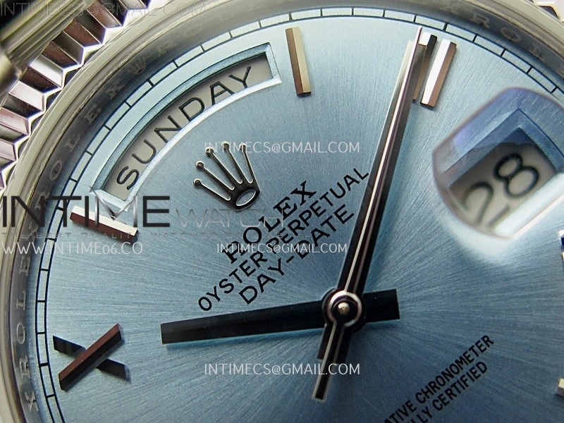 Day Date 228239 40mm KF 1:1 Best Edition Ice Blue Dial Roman Markers On President Bracelet SA3255