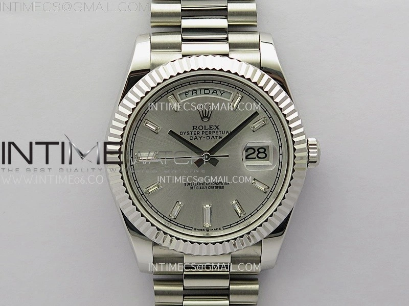 Day Date 228239 40mm KF 1:1 Best Edition Silver Dial Crystal Markers On President Bracelet SA3255