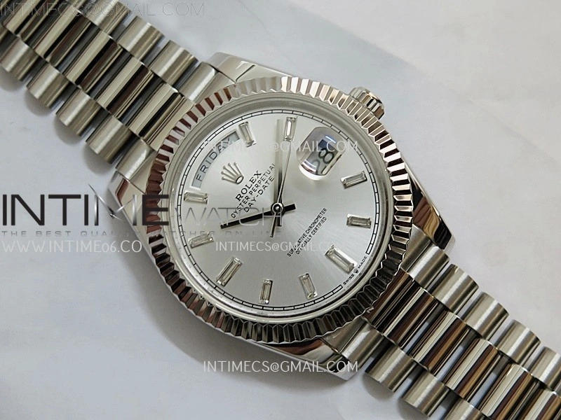 Day Date 228239 40mm KF 1:1 Best Edition Silver Dial Crystal Markers On President Bracelet SA3255