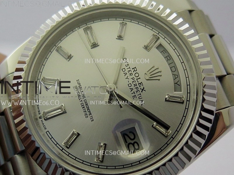 Day Date 228239 40mm KF 1:1 Best Edition Silver Dial Crystal Markers On President Bracelet SA3255
