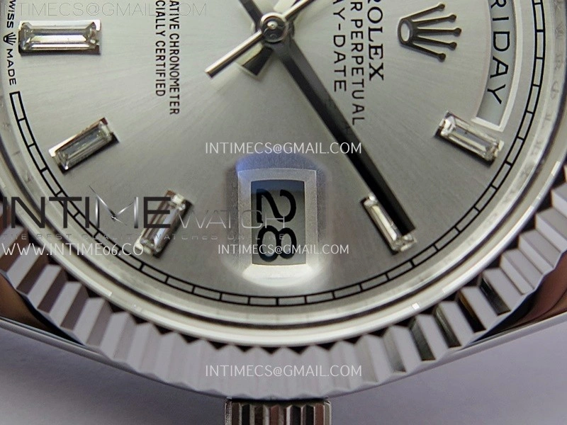 Day Date 228239 40mm KF 1:1 Best Edition Silver Dial Crystal Markers On President Bracelet SA3255