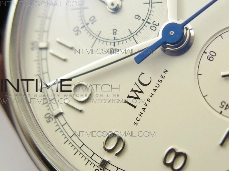 Portugieser Chrono Classic 42 IW390403 ZF 1:1 Best Edition White Dial Blue Hand on Black Leather Strap A7750