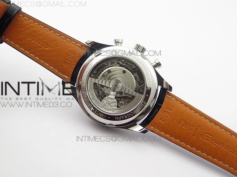Portugieser Chrono Classic 42 IW390403 ZF 1:1 Best Edition White Dial Blue Hand on Black Leather Strap A7750