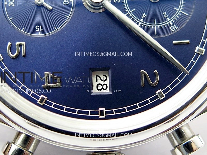 Portugieser Chrono Classic 42 IW390406 AZF 1:1 Best Edition Blue Dial Blue Hand on Black Leather Strap A7750