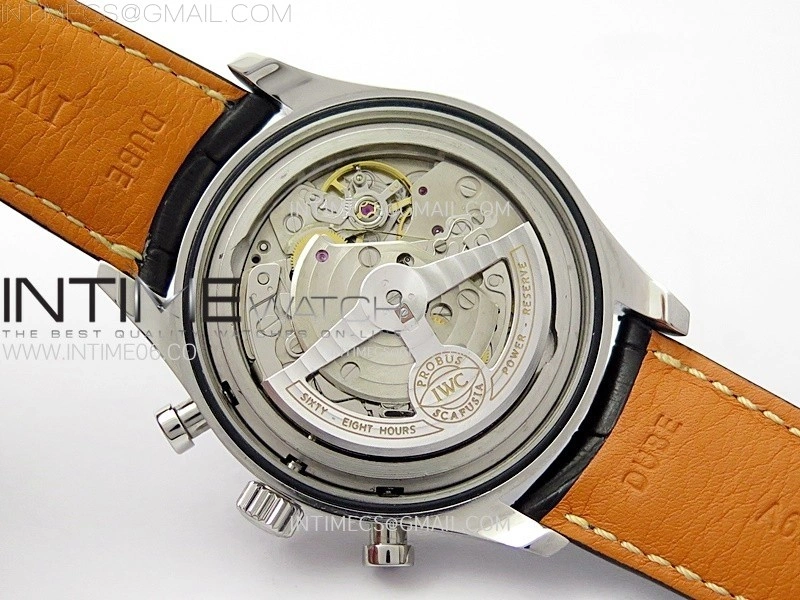 Portugieser Chrono Classic 42 IW390406 AZF 1:1 Best Edition Blue Dial Blue Hand on Black Leather Strap A7750