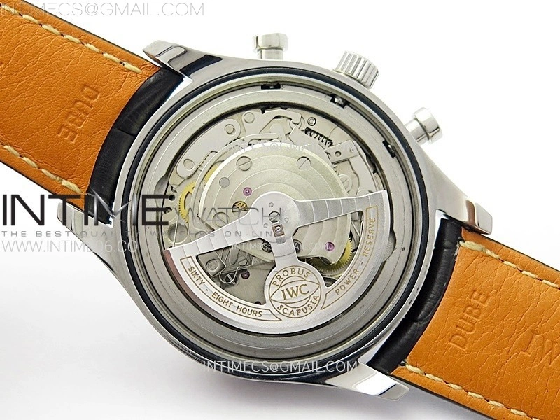 Portugieser Chrono Classic 42 IW390406 AZF 1:1 Best Edition Blue Dial Blue Hand on Black Leather Strap A7750