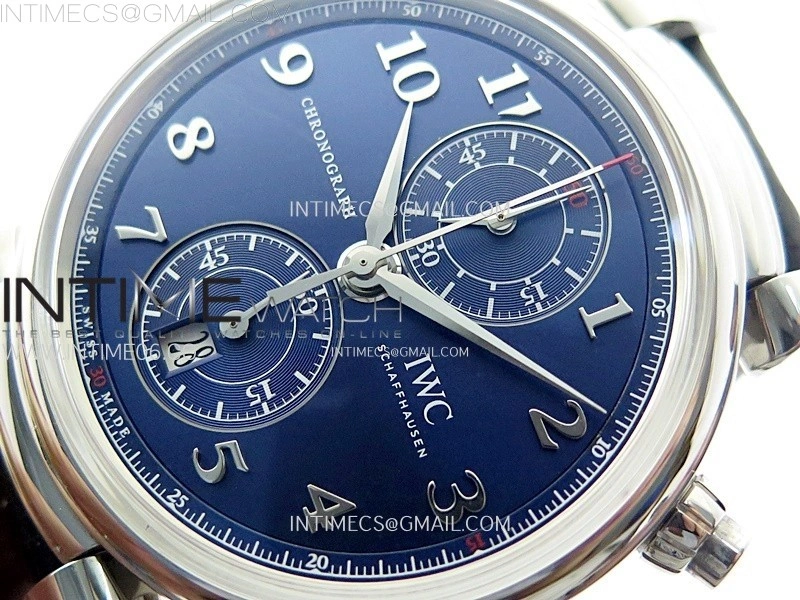 Portugieser Chrono Classic 42 IW390406 AZF 1:1 Best Edition Blue Dial Blue Hand on Black Leather Strap A7750
