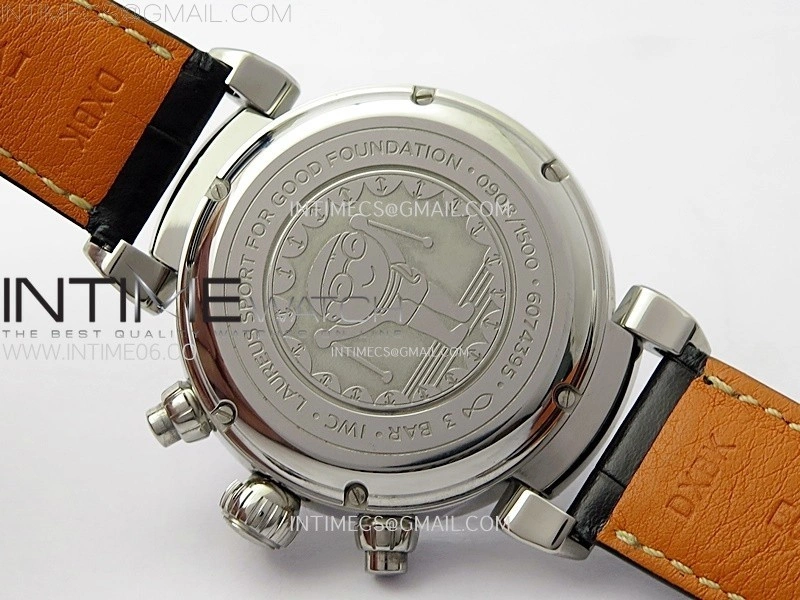 Portugieser Chrono Classic 42 IW390406 AZF 1:1 Best Edition Blue Dial Blue Hand on Black Leather Strap A7750