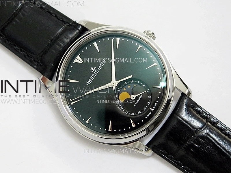 Master Ultra Thin Moon 1368420 SS ZF 1:1 Best Edition Black Dial on Black Leather Strap V3 SA925 Super Clone
