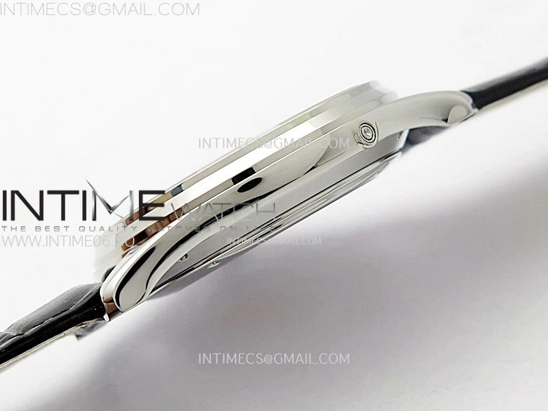 Master Ultra Thin Moon 1368420 SS ZF 1:1 Best Edition Black Dial on Black Leather Strap V3 SA925 Super Clone