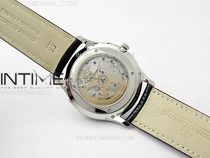 Master Ultra Thin Moon 1368420 SS ZF 1:1 Best Edition Black Dial on Black Leather Strap V3 SA925 Super Clone