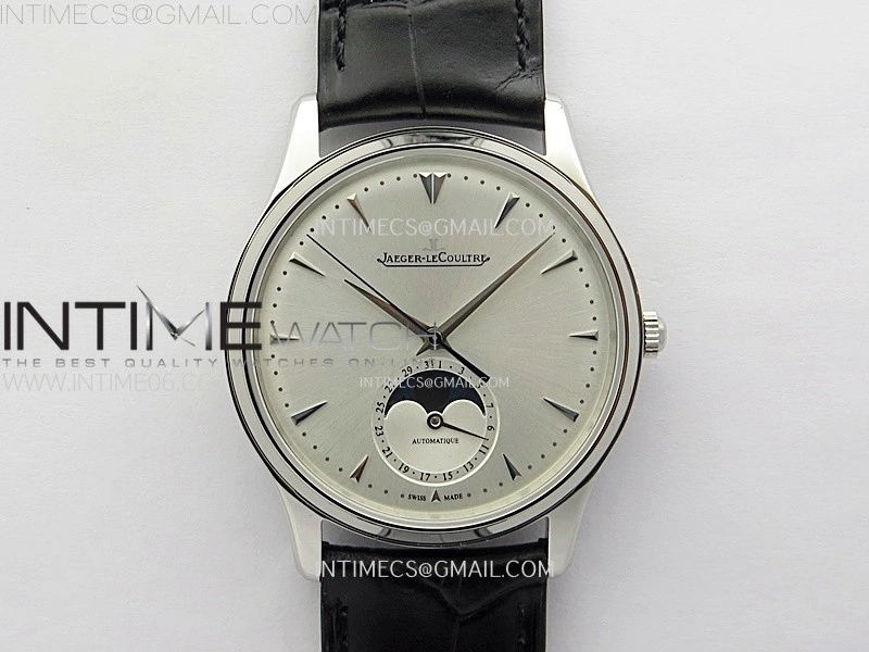 Master Ultra Thin Moon 1368420 SS ZF 1:1 Best Edition White Dial on Black Leather Strap V3 SA925 Super Clone