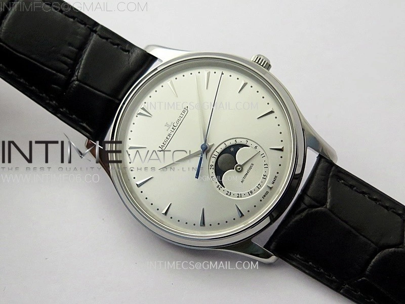 Master Ultra Thin Moon 1368420 SS ZF 1:1 Best Edition White Dial on Black Leather Strap V3 SA925 Super Clone