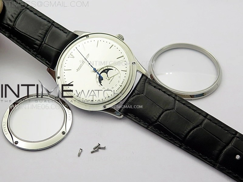 Master Ultra Thin Moon 1368420 SS ZF 1:1 Best Edition White Dial on Black Leather Strap V3 SA925 Super Clone