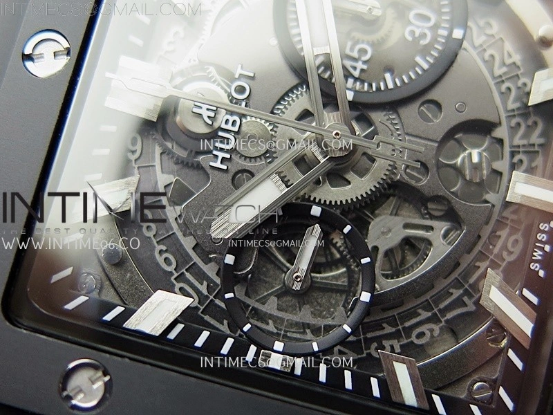 Square Bang Unico 42mm Black Ceramic BBF 1:1 Best Edition Skeleton Dial on Black Rubber Strap A1280