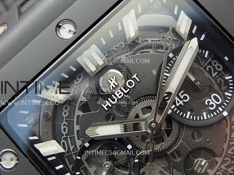 Square Bang Unico 42mm Black Ceramic BBF 1:1 Best Edition Skeleton Dial on Black Rubber Strap A1280