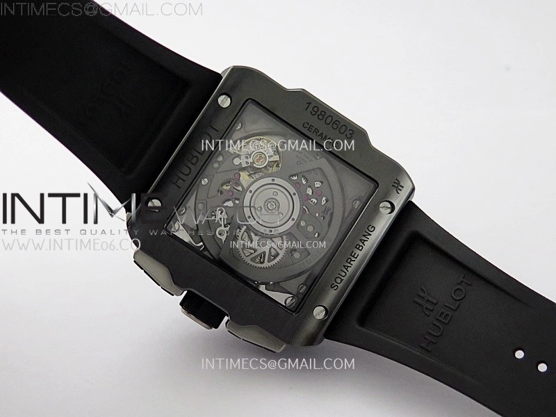 Square Bang Unico 42mm Black Ceramic BBF 1:1 Best Edition Skeleton Dial on Black Rubber Strap A1280
