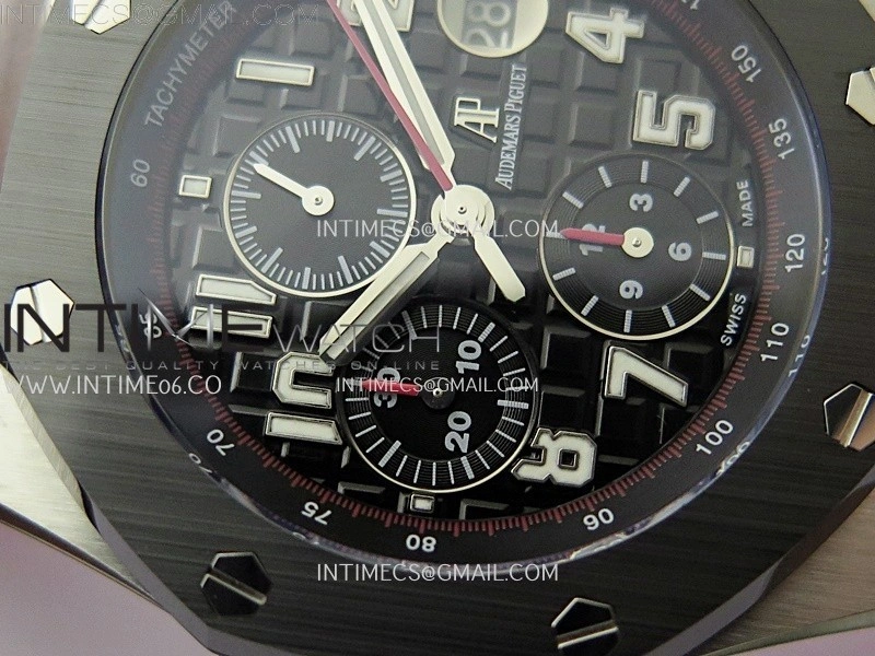 Royal Oak Offshore 42mm Ceramic Bezel SS TKF Best Edition Black Dial on Black Red Rubber Strap A3126
