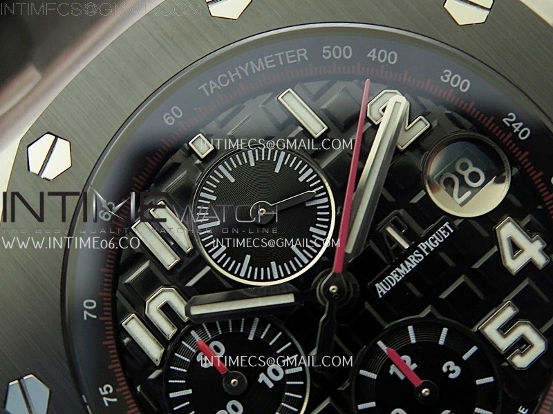 Royal Oak Offshore 42mm Ceramic Bezel SS TKF Best Edition Black Dial on Black Red Rubber Strap A3126
