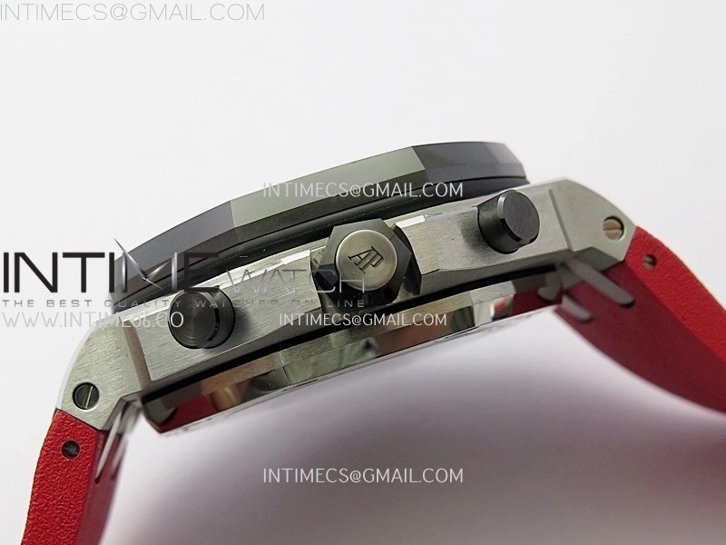 Royal Oak Offshore 42mm Ceramic Bezel SS TKF Best Edition Black Dial on Black Red Rubber Strap A3126